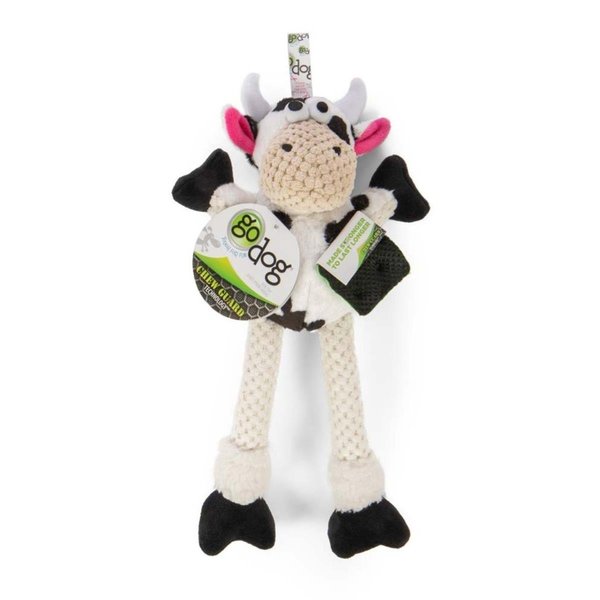 Godog Checkers Skinny Durable Cow Plush Dog Toy, Small 786306735623